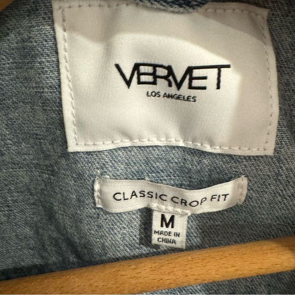 Vervet Acid Wash Distressed Classic Crop Denim Jacket 80s 90s Retro size Medium - Picture 5 of 6